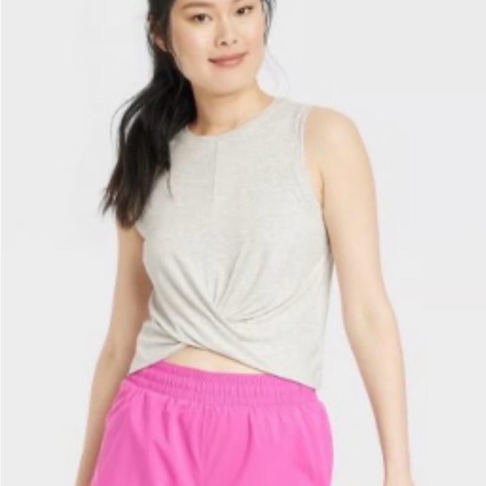 All in Motion Women's Gray Twist-Front Tank Top size large